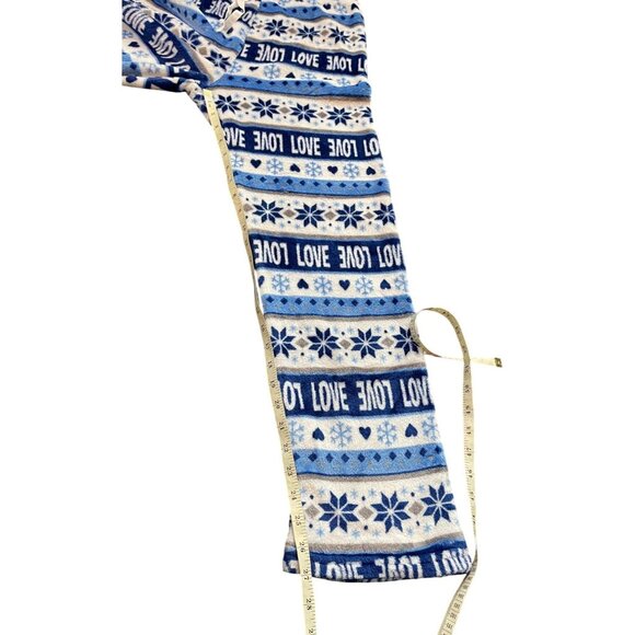 Fleece Pajama Pants With Snowflake & Love Pattern Youth Large / XL Womens Small - Picture 7 of 10
